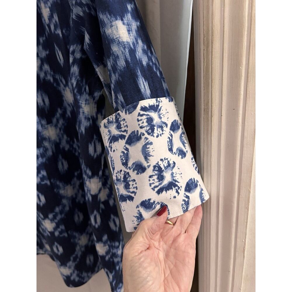 Chicos No Iron Petite Cotton Blend Batik Print Tunic Top Size 18 - Picture 3 of 9